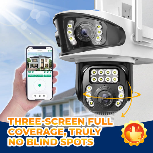 Caméra de sécurité WiFi 360° à triple lentille avec vision nocturne