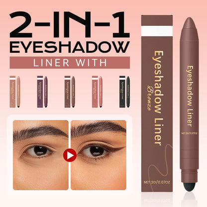 ✨ 1 acheté, 1 offert 🎁 1 lot de 2 pièces ✨ Fard à paupières et eye-liner 2 en 1 avec pinceau estompeur
