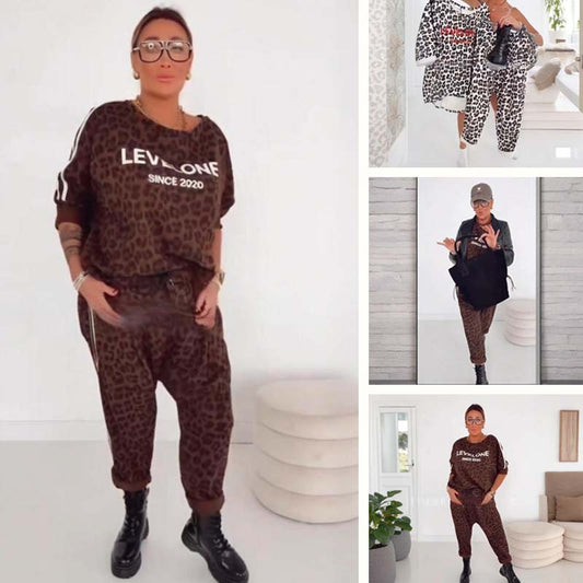 🔥Stock limité disponible 57 % DE RÉDUCTION🔥🐆 Ensemble coordonné chic à imprimé léopard pour femme