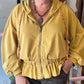 Veste Chic à Capuche et Fermeture Éclair avec Ourlet à Volants