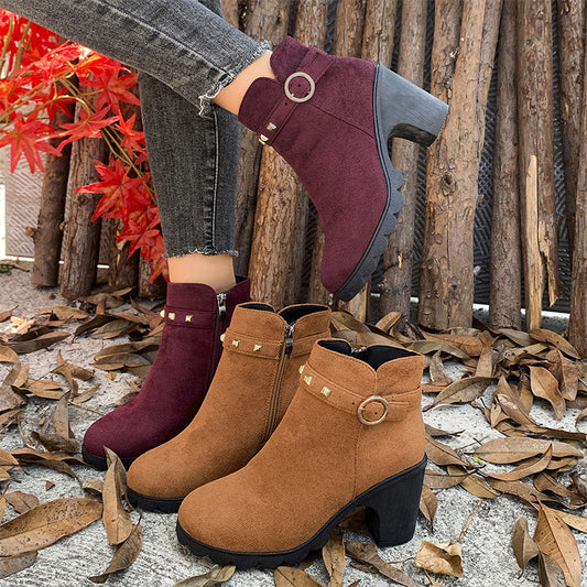 Bottines Tendance à Talons Épais pour Femmes
