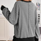 Sweat-shirt Décontracté à Col Ras du Cou avec Blocs de Couleur et Fente Latérale