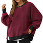 Sweat-shirt Décontracté à Col Ras du Cou avec Blocs de Couleur et Fente Latérale