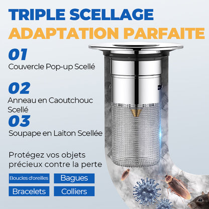 🚰🛡️ Filtre de vidange d’évier universel – Anti-odeurs, anti-bouchons, installation facile, gardez votre cuisine propre et vos canalisations protégées, sans produit chimique ni plombier 🌿💧