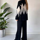 🔥Offre à durée limitée - Ensemble pull et pantalon à losanges colorés tendance