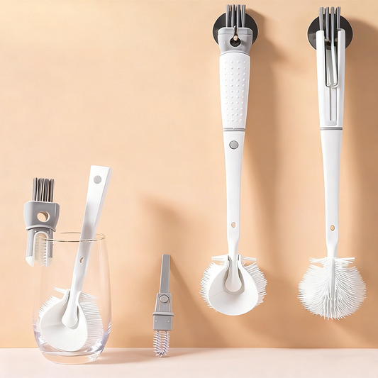 Brosse de nettoyage en silicone à manche long détachable