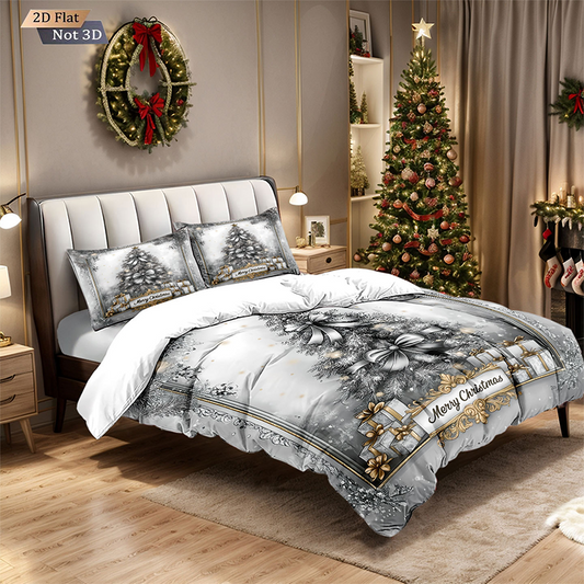 🎄 50 % DE RÉDUCTION MAINTENANT ! ✨ Ensemble de housse de couette 3 pièces festif pour Noël - Polyester brossé doux avec motifs de Noël pour une décoration saisonnière chaleureuse 🛏️