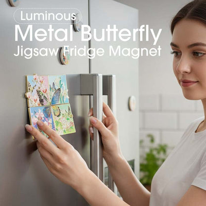Aimant lumineux pour réfrigérateur en forme de papillon métalliqu