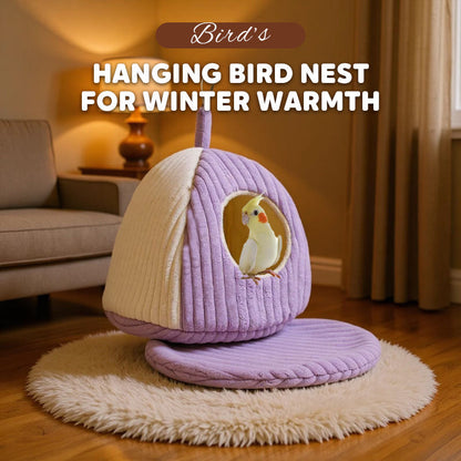 Nid d'oiseau suspendu pour rester au chaud en hiver