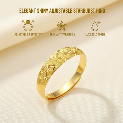 Élégante bague ajustable brillante dorée avec motif étoil