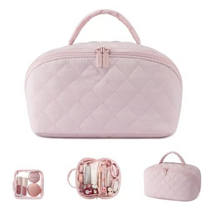 Trousse à maquillage portable grande capacité avec poigné