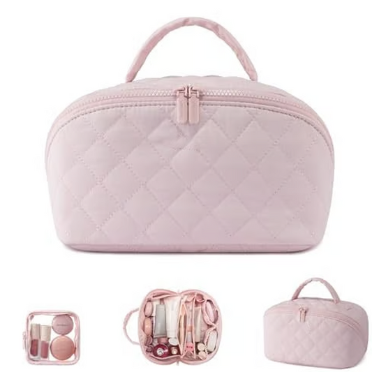 Trousse à maquillage portable grande capacité avec poigné
