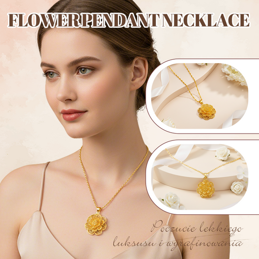 Collier élégant à pendentif fleur en ton doré