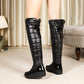 Bottes hautes imperméables chaudes pour femmes avec nœud décoratif