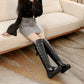 Bottes hautes imperméables chaudes pour femmes avec nœud décoratif
