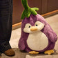 Adorable pingouin aubergine en peluche ultra-douc