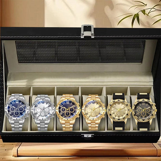 ⌚ 50 % DE RÉDUCTION MAINTENANT ! 🎁 Ensemble de 6 montres pour homme – Collection élégante, coffret cadeau raffiné et parfait pour toutes les occasions ✨📦