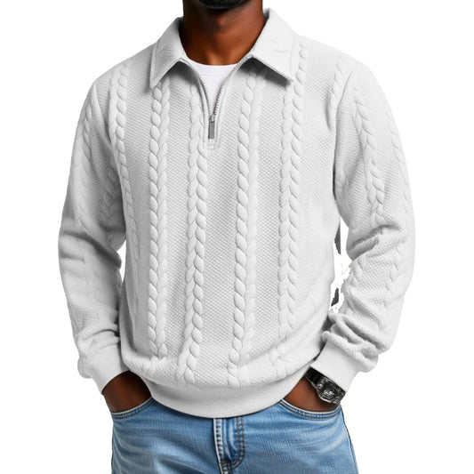 🔥Pull-over décontracté à demi-zip et à torsades pour homme