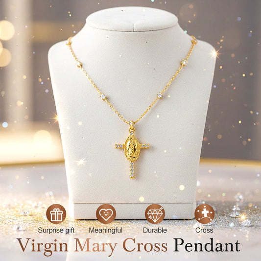 🎄✨Offre spéciale Noël à durée limitée🎁Élégant pendentif croix Vierge Marie avec strass
