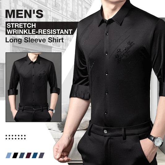 Chemise à manches longues extensible et infroissable pour homme