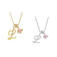 📢📢50 % de réduction !!!🌟Collier avec initiale et pendentif cœur rose