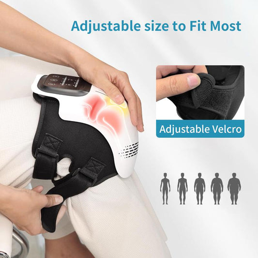 🎁Cadeau idéal pour la fête des mères 💝 - Appareil de massage sans fil pour les genoux avec chaleur et vibration, écran LED