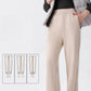 Pantalon d'hiver pour femme à taille haute, élastique et coupe droite