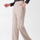 Pantalon d'hiver pour femme à taille haute, élastique et coupe droite