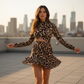 📢📢 60 %  DE RÉDUCTION !! ✨2026Mini-robe froncée à imprimé léopard pour femme