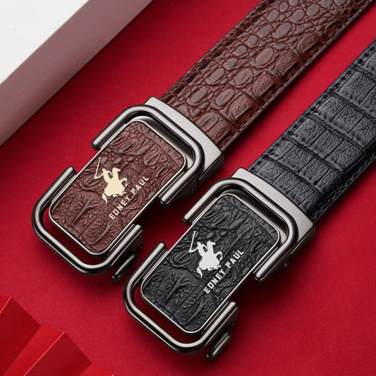 Ceinture pour homme avec motif crocodile et boucle automatique