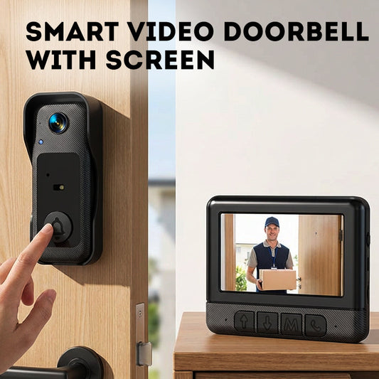 📢📢60% de réduction !! 🎁 Cadeau Intelligent pour l‘Hiver : Sonnette Vidéo Écran - Connectez-vous en 1 Clic
