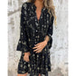 Robe Midi Confortable à Col en V et Motif Géométrique pour Femme