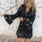Robe Midi Confortable à Col en V et Motif Géométrique pour Femme