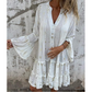 Robe Midi Confortable à Col en V et Motif Géométrique pour Femme