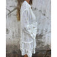 Robe Midi Confortable à Col en V et Motif Géométrique pour Femme