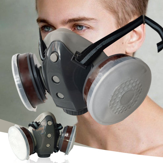 💯Masque à Gaz Double Filtre au Charbon Actif – Protection Anti-Poussière & Gaz Toxiques, Joint Étanche & Lunettes Incluses 🔥🛡️