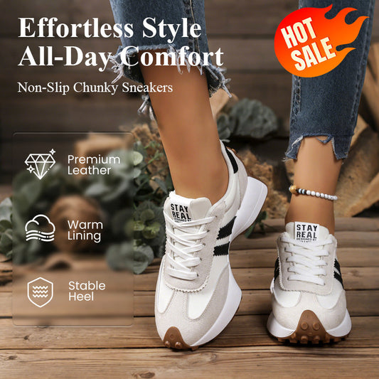 👟 49% DE RÉDUCTION ! ✨ Baskets Épaisses Antidérapantes Décontractées pour Femmes – Confort Toute la Journée, Semelle Amortie & Style Polyvalent 🏃‍♀️