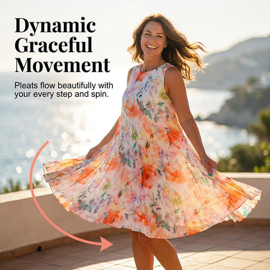 💥 Offre spéciale : 50 % de réduction 💥 Robe sans manches plissée à imprimé floral pour femme