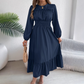 Robe longue à manches longues pour femme – Haut froncé et volants, élégante pour le quotidien et les occasions spéciale