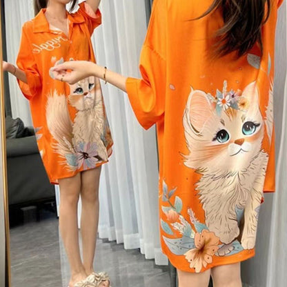 Robe respirante à imprimé chat mignon