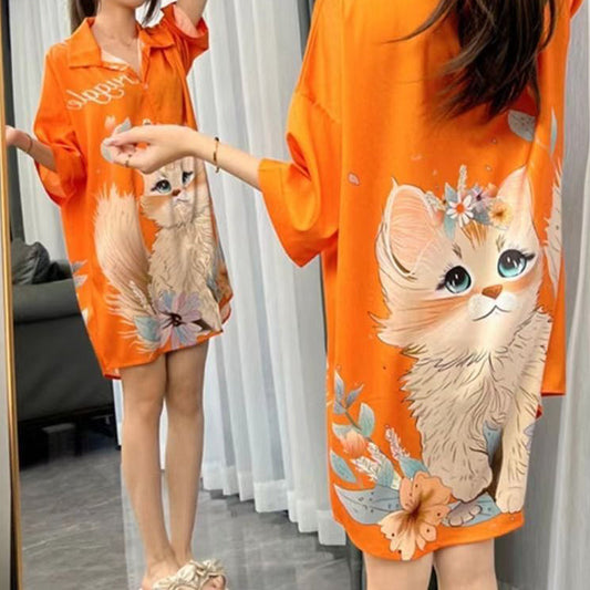 Robe respirante à imprimé chat mignon