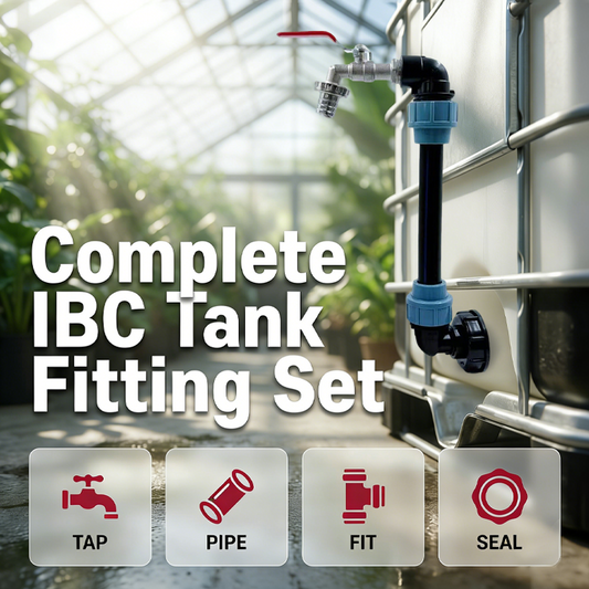 🛠️💧 Kit complet pour cuve IBC – prêt à l'emploi 💧🔩 incluant vannes, adaptateurs et joints. Pour eau de pluie, stockage et transport. Fabriqué dans l'UE – durable et étanche.