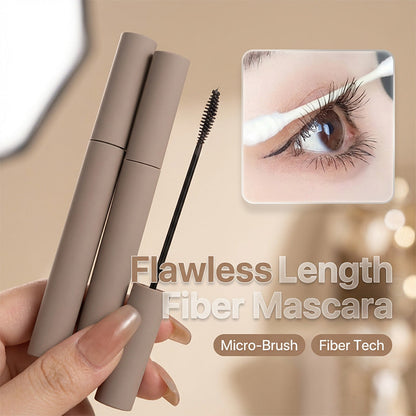 Mascara longue tenue et recourbant aux fibres, sans bavure