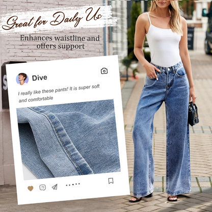 Jean droit à taille haute et jambes larges pour femm
