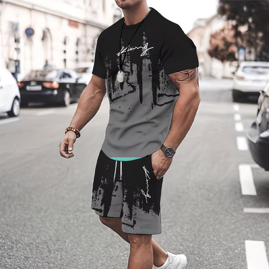 👕 60 % DE RÉDUCTION EN CE MOMENT ! 🔥 Ensemble t-shirt et short à imprimé graphique pour homme – Tissu doux, design audacieux, idéal pour les journées d'été ☀️