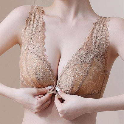Soutien-gorge en dentelle à boutons, anti-affaissement et respiran