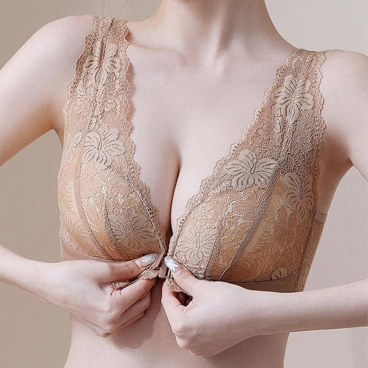 Soutien-gorge en dentelle à boutons, anti-affaissement et respiran
