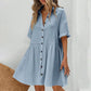 💃 Soldes d'été 2026 - 60 % de réduction 💐 Robe babydoll texturée à manches courtes et boutons pour femme, avec poches