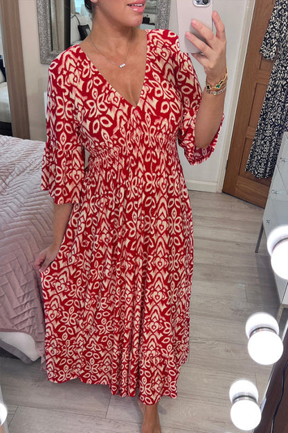 🔥DERNIER JOUR 50% DE RÉDUCTION🔥Robe à fleurs à col en V