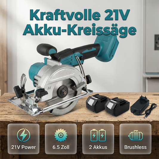 ⚡PROMO FLASH 50%🔧Scie Circulaire Sans Fil 21V Brushless 1500W – 2 Batteries, Disque 165mm, Vitesse 10000 tr/min, Profondeur 63mm, Inclinaison 0-45°⚙️